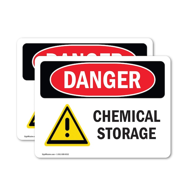 Signmission Chemical Storage Danger Sign, Vinyl Decal, 10in W x 7in L, 2PK OS-2PACK-DS-D-710-L-1998 - main